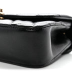 Lambskin Quilted Rectangular Phone Holder Clutch With Chain Black