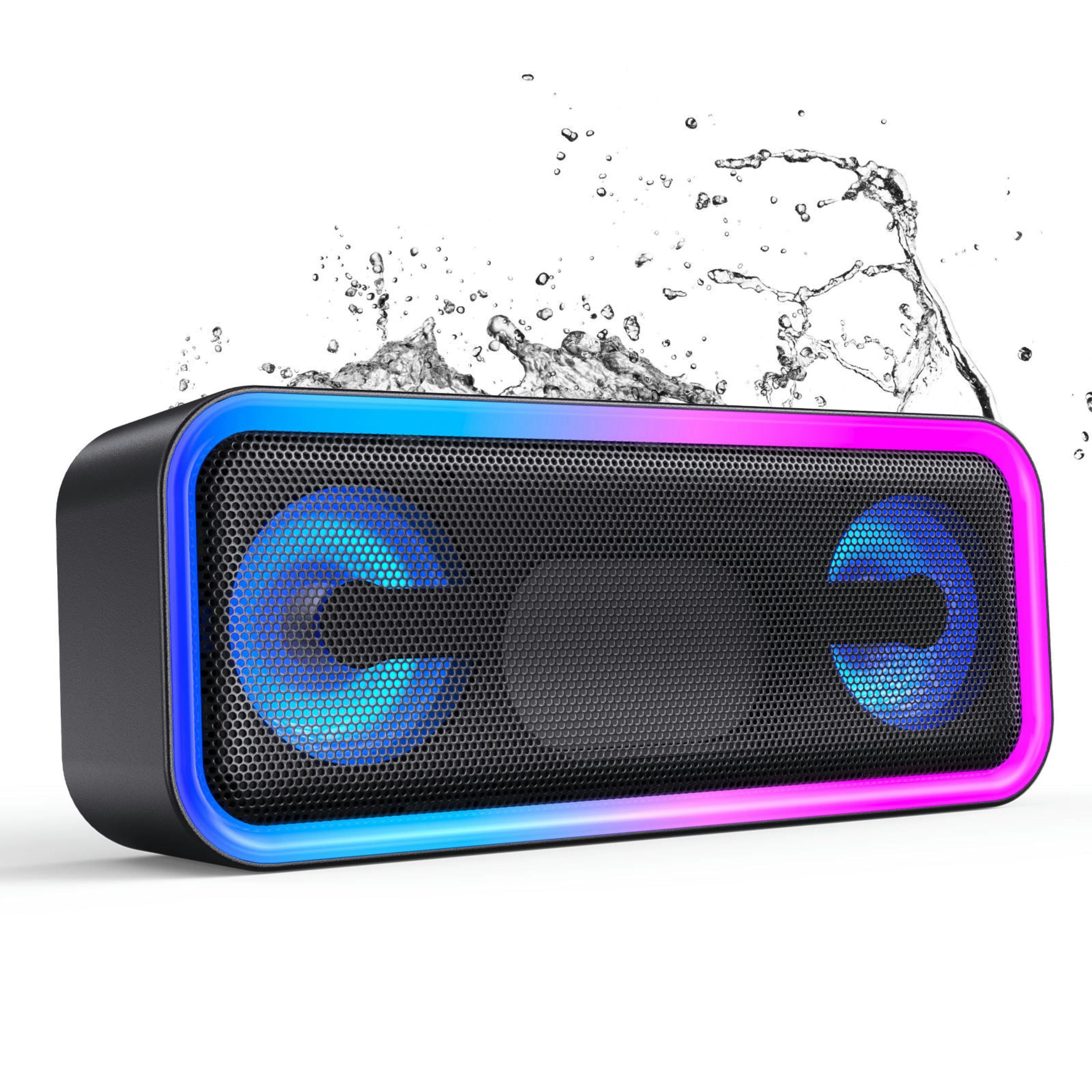 KENRO PRO Bluetooth Speaker 20W IPX6 Waterproof RGB Lights 20H Playtime - Black
