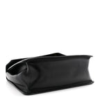Saffiano Soft Calfskin Metal Triangle Logo Envelope Chain Shoulder Bag Black
