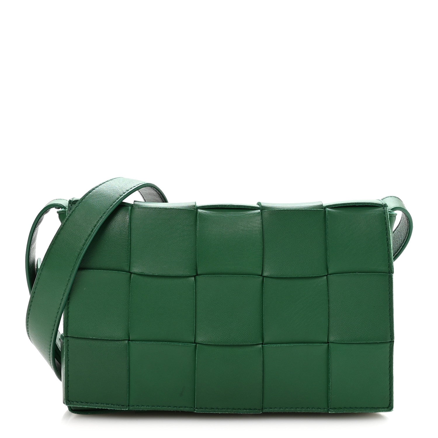 Lambskin Maxi Intrecciato Cassette Crossbody Bag Racing Green