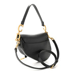 Grained Calfskin Saddle Bag With Strap Black