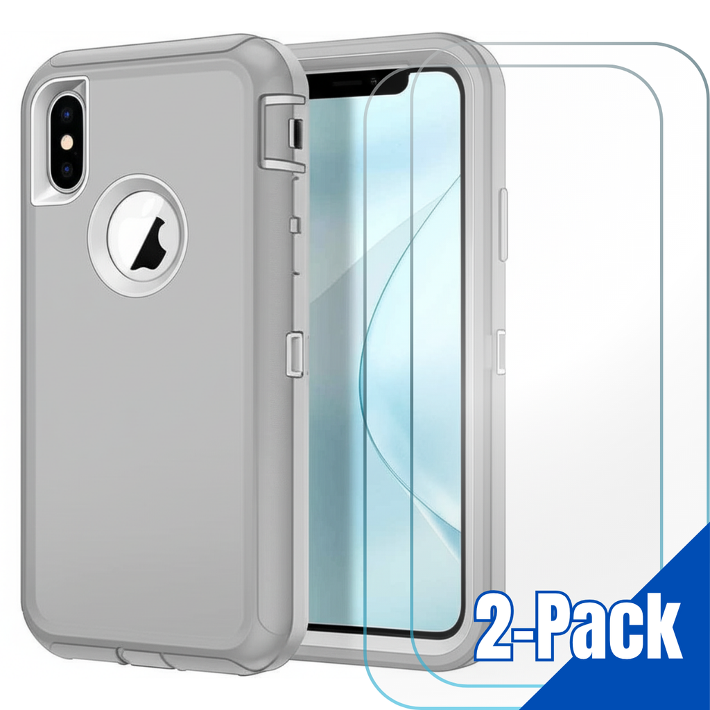 Entronix Bundle Compatible with iPhone XR - Heavy Duty Case & 2 Clear Screen Protectors