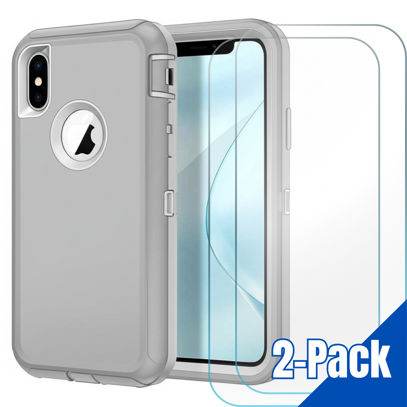 Entronix Bundle Compatible with iPhone XR - Heavy Duty Case & 2 Clear Screen Protectors