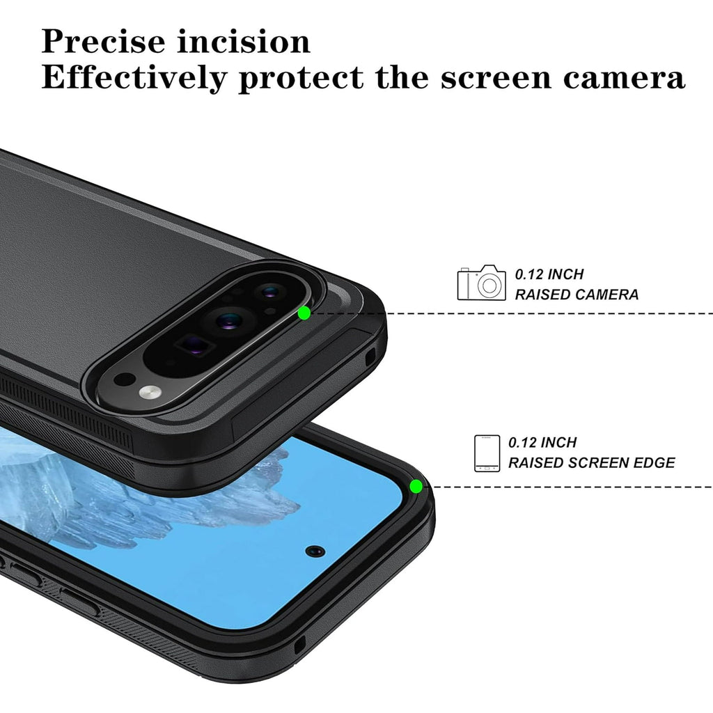 Entronix Bundle Compatible with Pixel 9 Pro XL - Heavy Duty Case & 2 Clear Screen Protectors