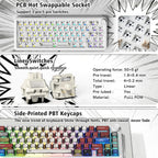 Mechanical Keyboard Wireless with Knob, White Gaming Keyboard 4000mAh Battery, Tri Mode USB-C/BT5.0/2.4G Gasket Mounted Custom Key Board RGB Hot Swappable with Anime keycaps-Linear
