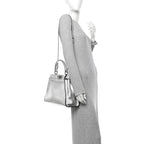 Vitello Catalan Mirror Medium Peekaboo Iconic Satchel Argento
