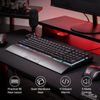 K515 Shiva RGB Membrane Gaming Keyboard with 98 Keys, Detachable Wrist Rest, and Smooth Linear Switches