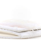 Tweed Embroidered Feathers Pearl Crystal Clutch White