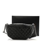 Lambskin Quilted Banane Waist Bag Fanny Pack Black