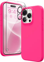 Entronix Bundle Compatible with iPhone 14 Pro Max - Liquid Silicone Case, 1 Clear Screen Protector & 1 Camera Lens Protector