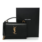 Coated Bark Calfskin Sunset Chain Wallet Black