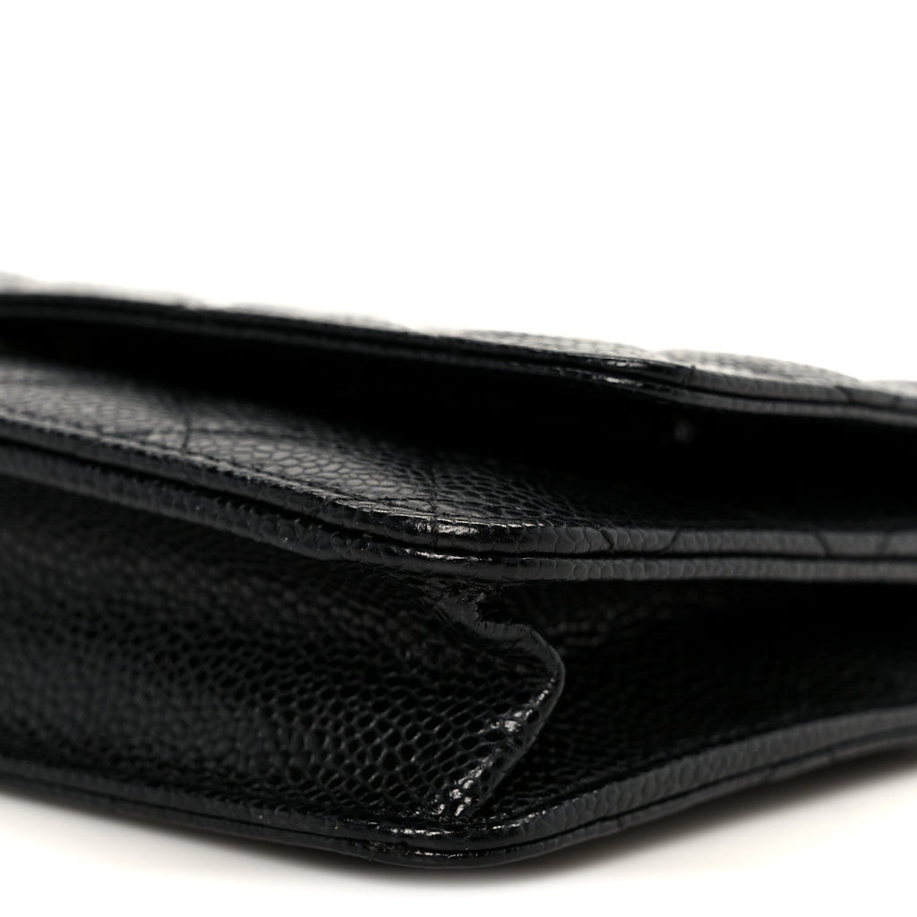 Caviar Quilted Wallet on Chain WOC Black