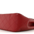 Caviar Quilted Jumbo Single Flap Dark Red