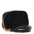 Velvet Matelasse Small GG Marmont Chain Shoulder Bag Black