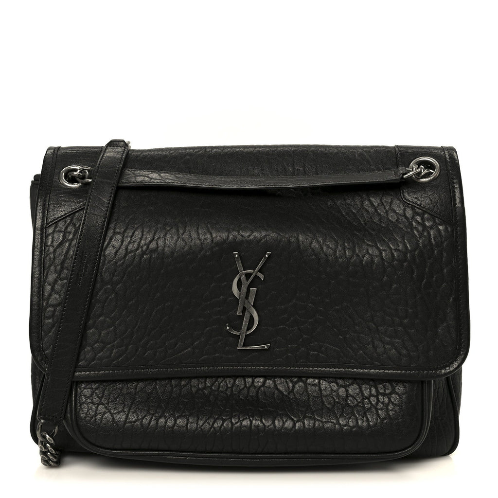 Grained Lambskin Monogram Large Niki Chain Satchel Black
