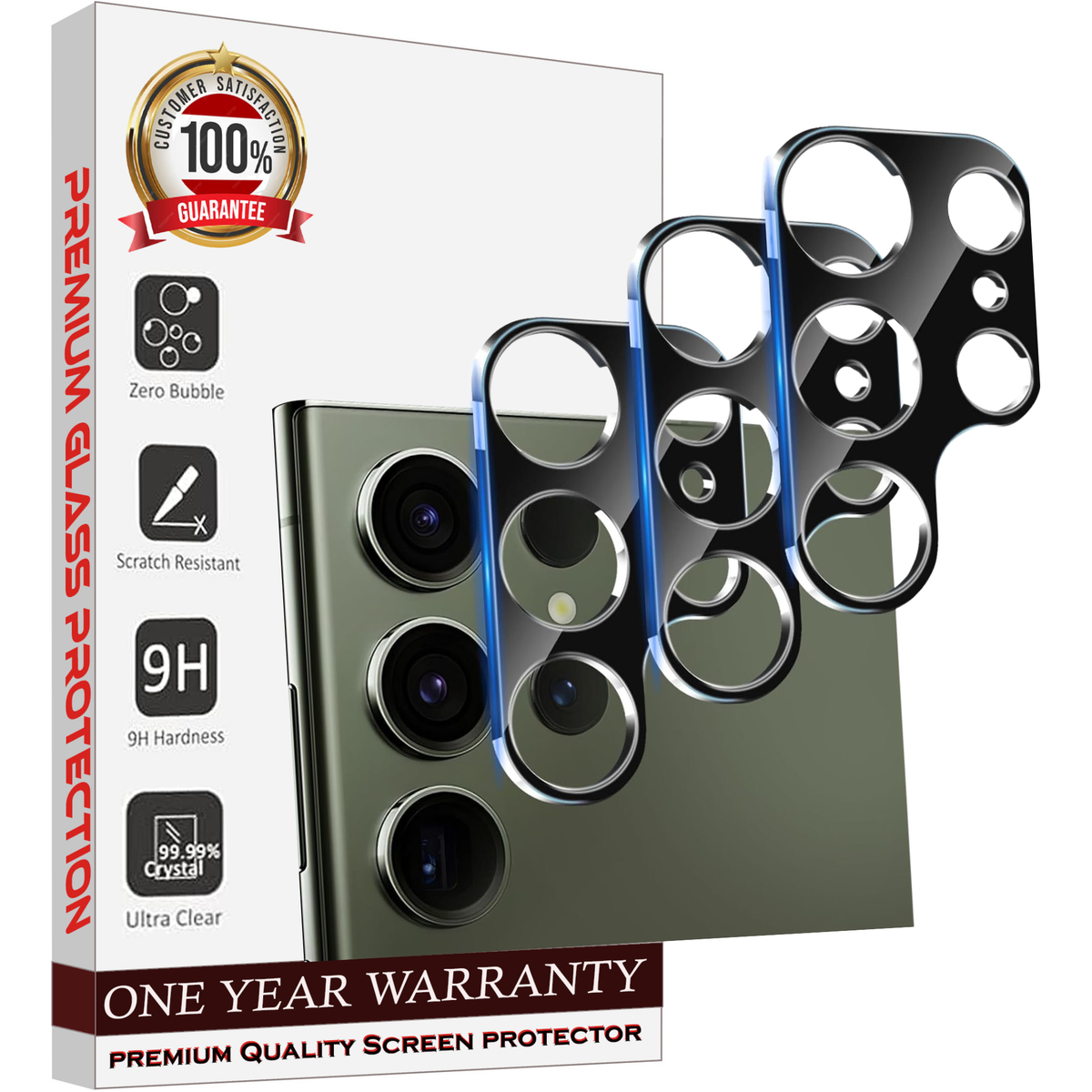 Entronix Clear Camera Lens Protector Compatible with Galaxy S21 Ultra - 3-Piece Combo