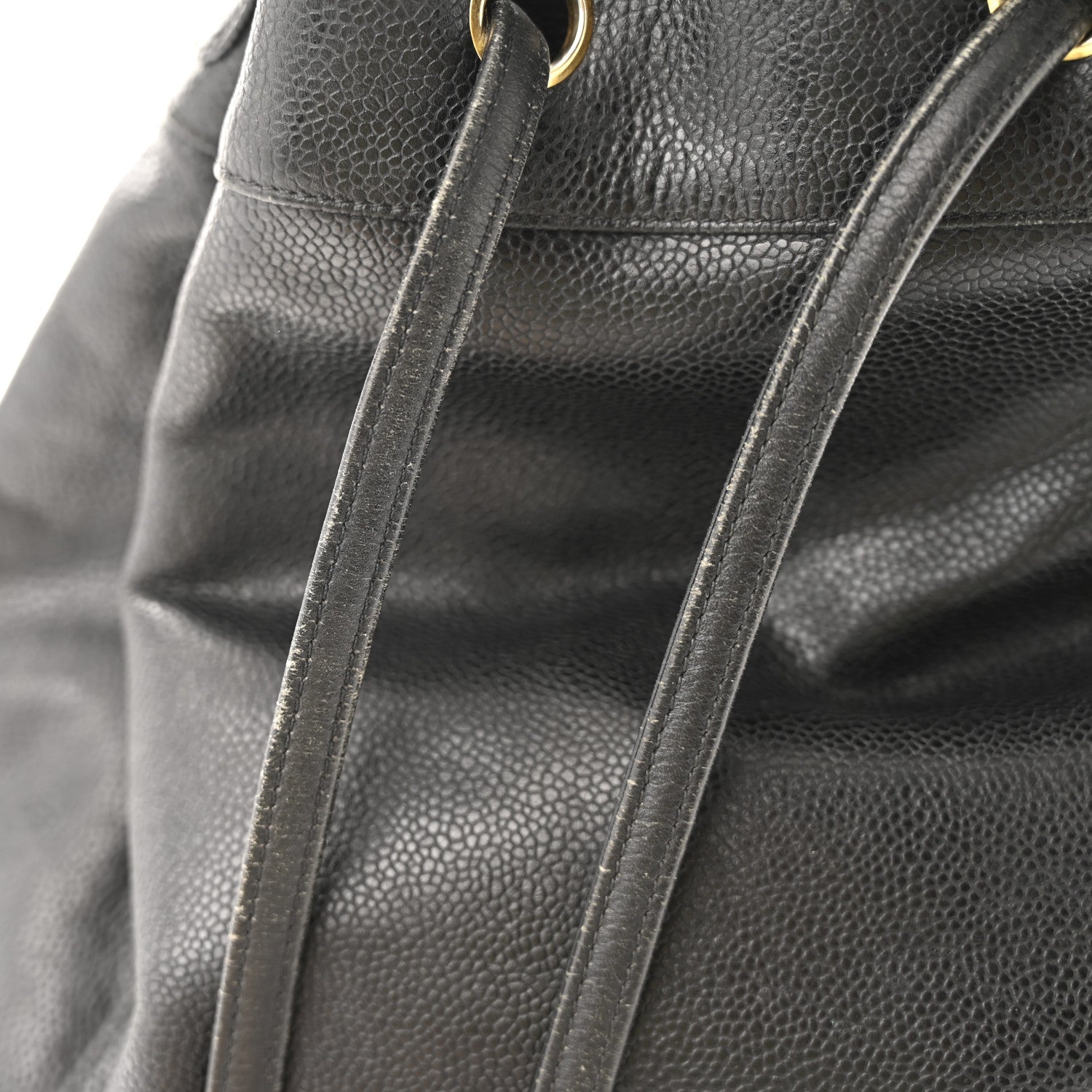 Caviar Quilted Drawstring Backpack Black