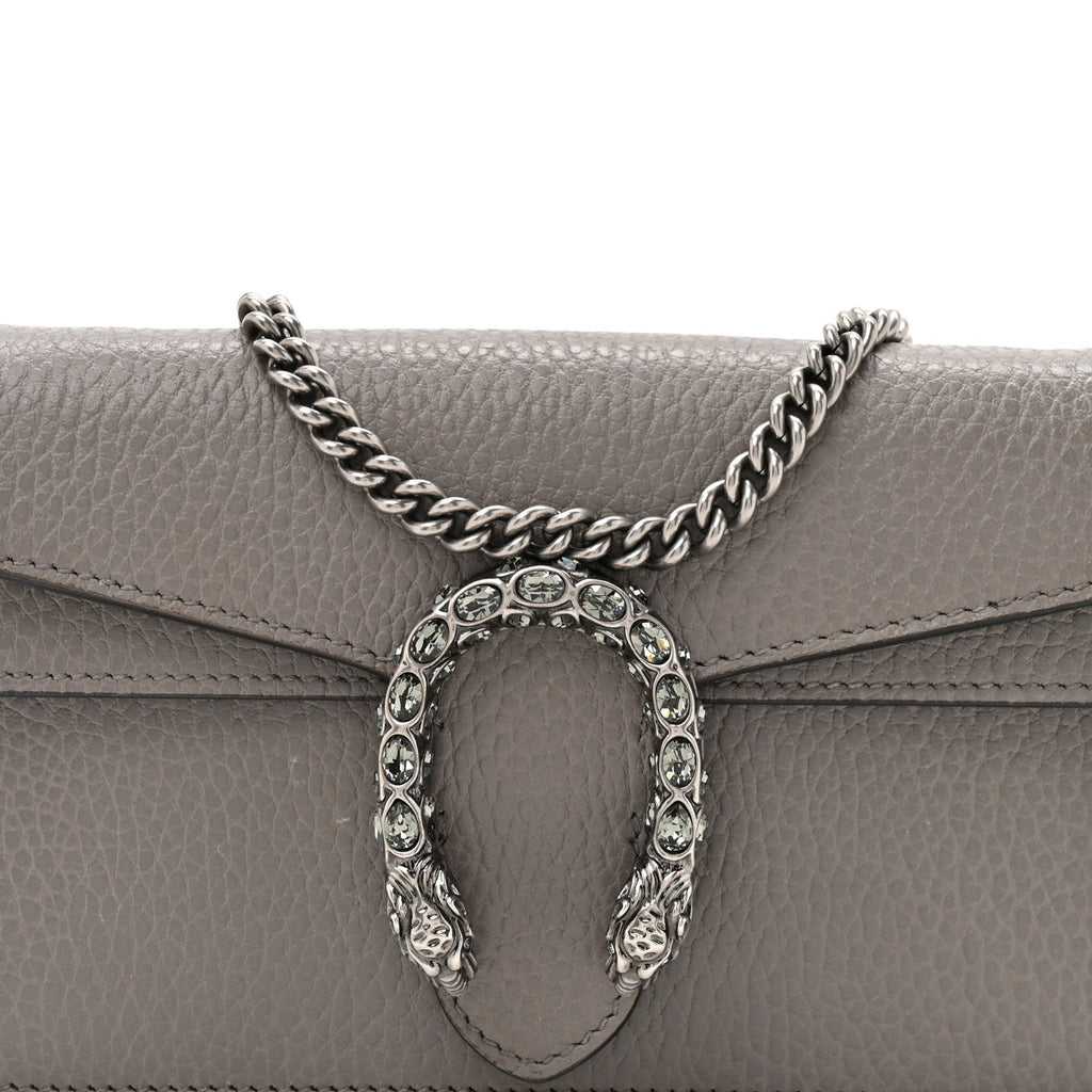 Dollar Calfskin Crystal Super Mini Dionysus Shoulder Bag Dusty Grey Black Diamond