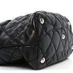 Calfskin Contrast Stitch Tote Black
