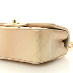 Metallic Goatskin Quilted Mini Rectangular Flap Gold