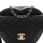 Lambskin Quilted CC In Love Heart Bag Black