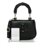Boarded Dyana Lux Calfskin Web Monochrome Mini Bamboo 1947 Top Handle Bag Black