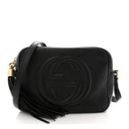 Pebbled Calfskin Small Soho Disco Bag Black