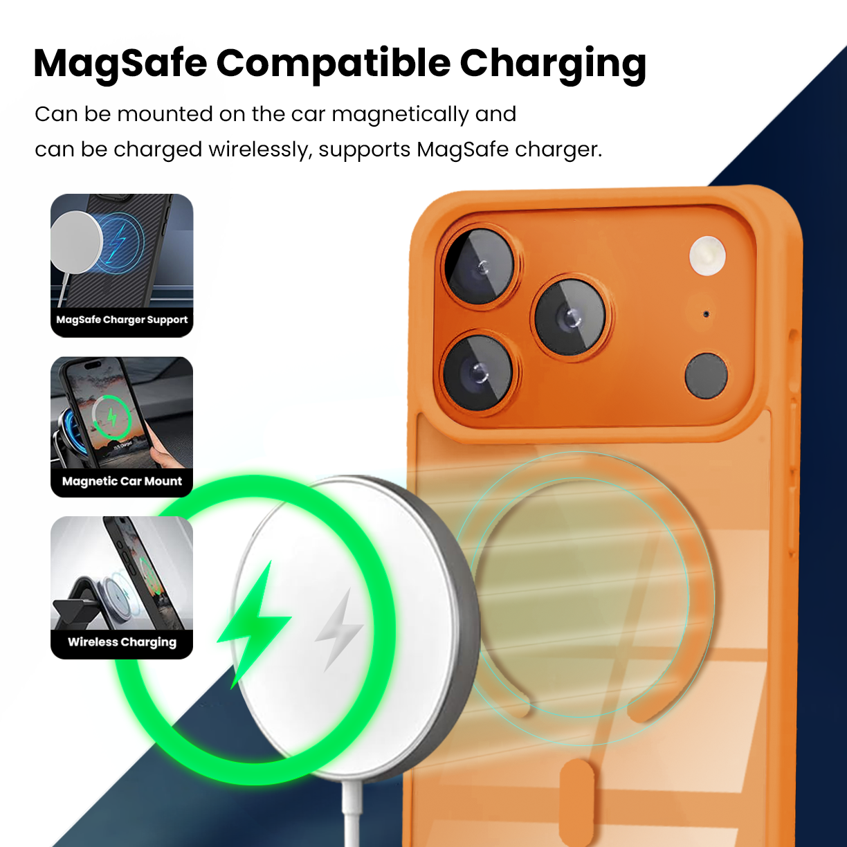 Entronix [Magnetic] Case Compatible with iPhone 17 Pro - [Clear Back] Soft Matte Frame