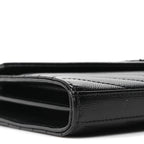 Grain De Poudre Matelasse Chevron Monogram Monochrome Chain Wallet Black
