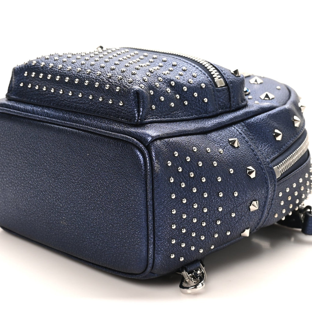 Metallic Calfskin Stud X-Mini Stark Bebe Boo Backpack Blue