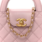 Shiny Aged Calfskin Quilted Mini Nano Kelly Shopper Light Pink