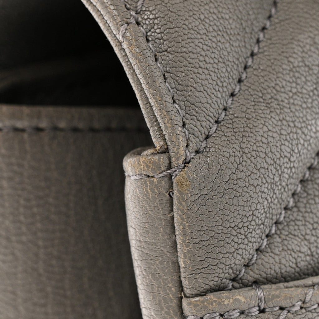 Sheepskin Matelasse Chevron Monogram Medium College Bag Granite