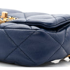 Goatskin Quilted Chanel 19 Waist Bag Dark Blue