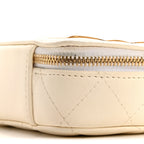 Lambskin Quilted Golden Plate Clutch With Chain White