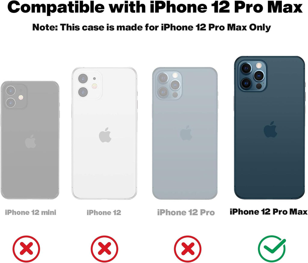 Entronix Case Compatible with iPhone 12 Pro Max - Foldable Leather Wallet, Card Holder & Lanyard
