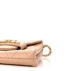 Calfskin Quilted Enchained Clutch Beige