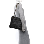 Calfskin Quilted CC Shopping Tote Black