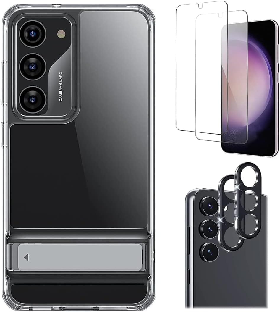 SAHARA - Bundle: AirShield Boost Kickstand Case Bundle with Tempered Glass Screen and Camera Protector -  Samsung Galaxy S23
