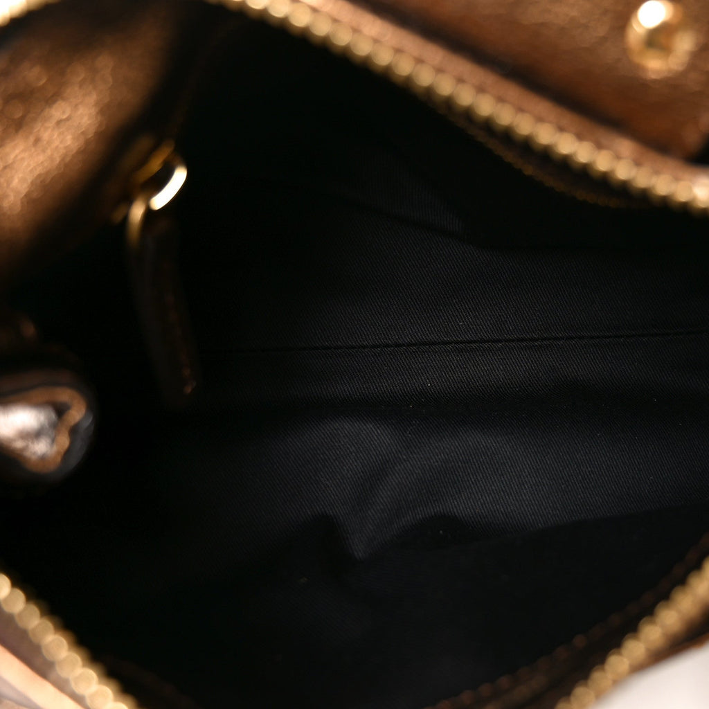 Metallic Calfskin Small Paddington Satchel Golden Brown