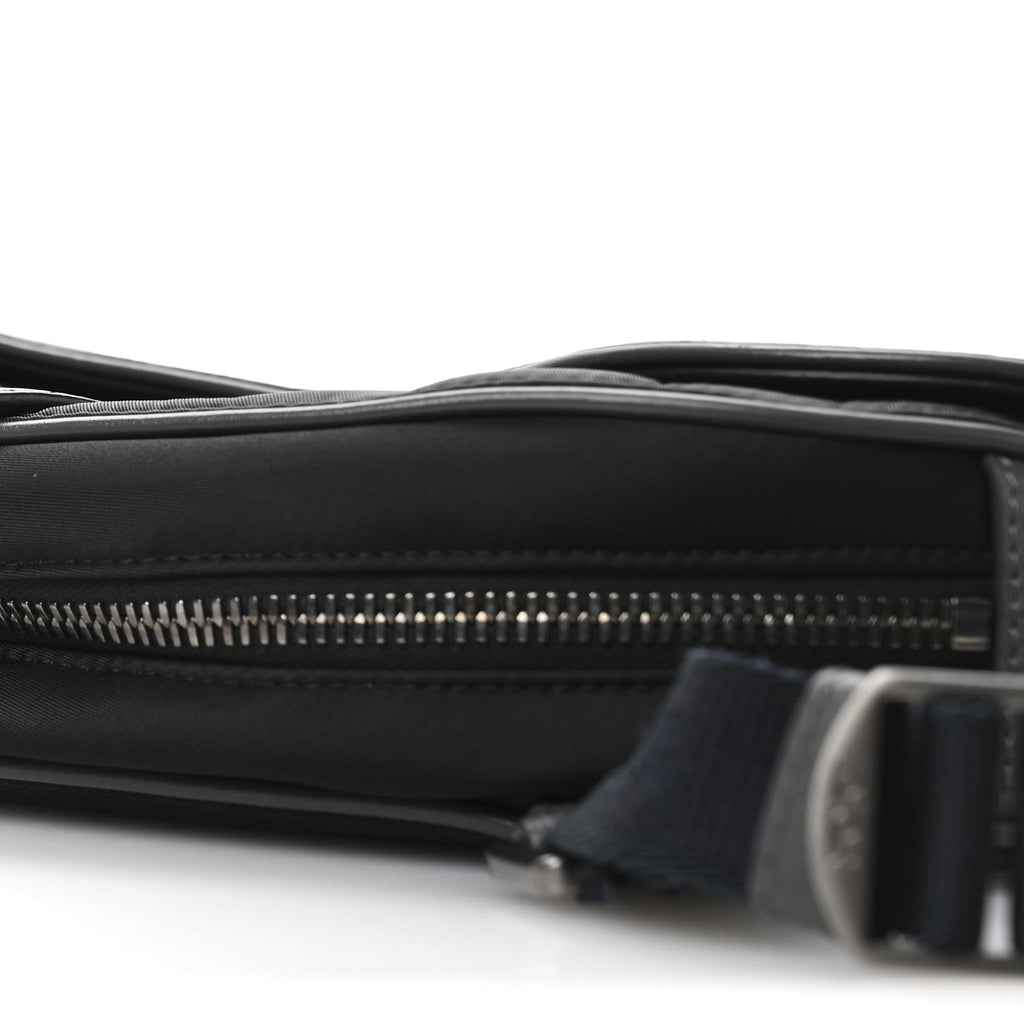 Nylon Grained Calfskin Saddle Bag Black Multicolor