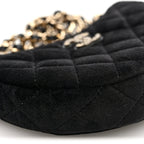 Velvet Crystal Quilted Chain Hobo Black