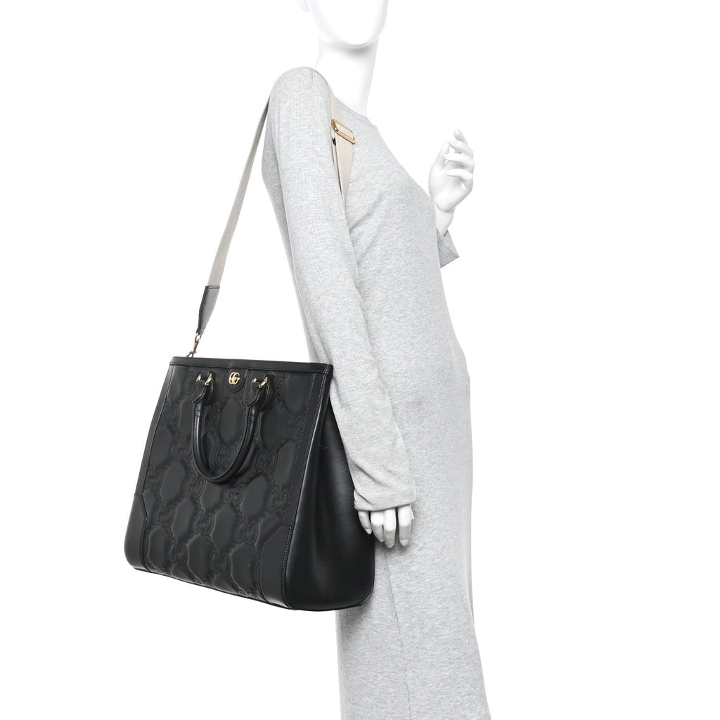 Calfskin GG Matelasse Tote Bag Black