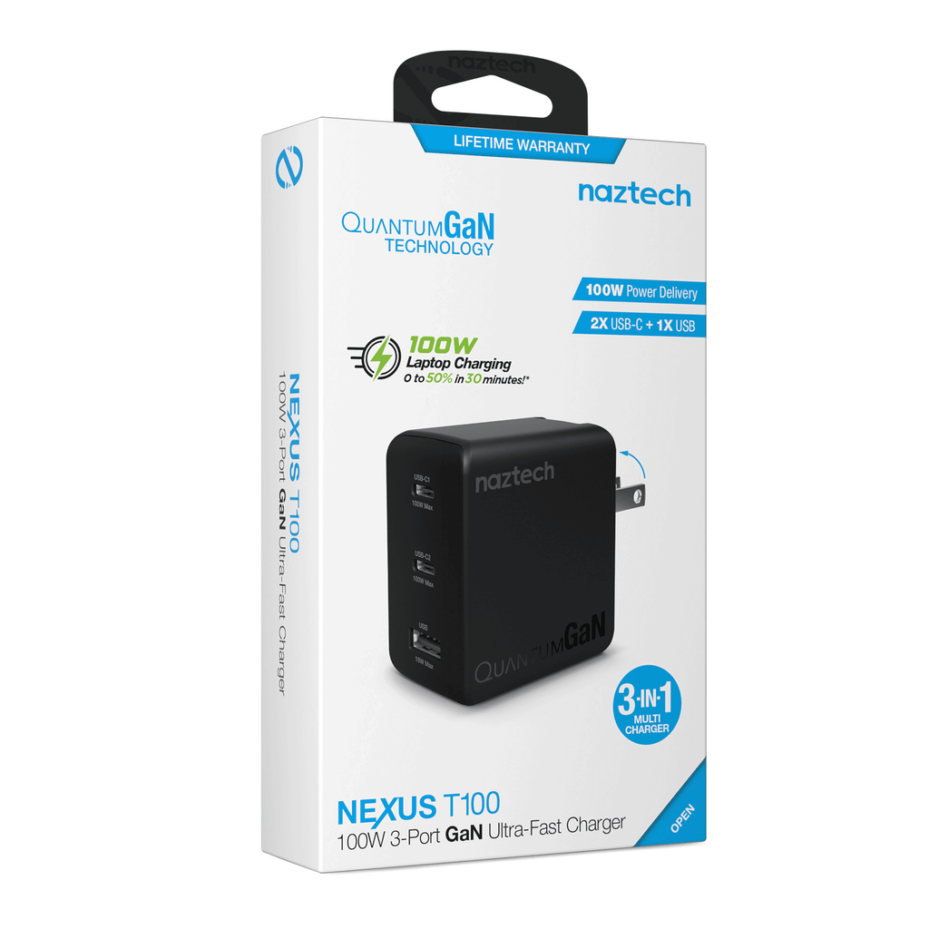Nexus T100 100W USB-C PD + USB 3-Port GaN Ultra-Fast Wall Charger with PPS