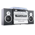 3-Speed Vinyl Turntable  Home Stereo System with CD Player, Double Cassette Player, Bluetooth, FM Radio & USB/SD Recording