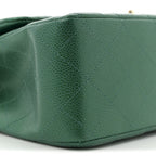 Metallic Caviar Quilted Jumbo Double Flap Green