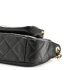 Shiny Crumpled Lambskin Quilted Mini Clutch With Chain Black