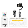 Smart V8 3-Axis Handheld Gimbal Stabilizer with Extension Rod and Tripod for Face Tracking - Compatible with iPhone, Android with Light