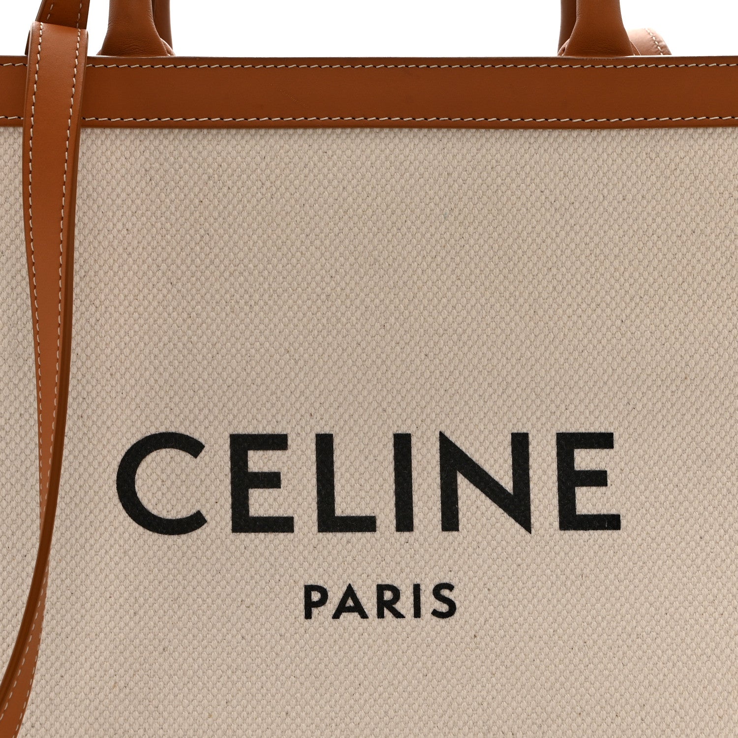 Canvas Calfskin Small Vertical Cabas Natural Tan