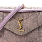Denim Quilted Medium Loulou Puffer Monogram Chain Satchel Bleached Lilac