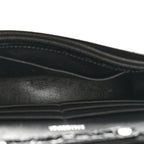 Shiny Calfskin Monochrome Crocodile Embossed Hourglass Chain Bag Black